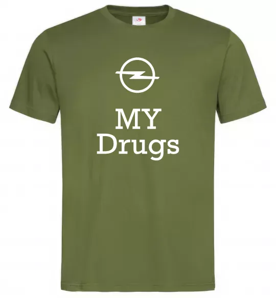 Чоловіча футболка Opel my drugs Оливковий фото