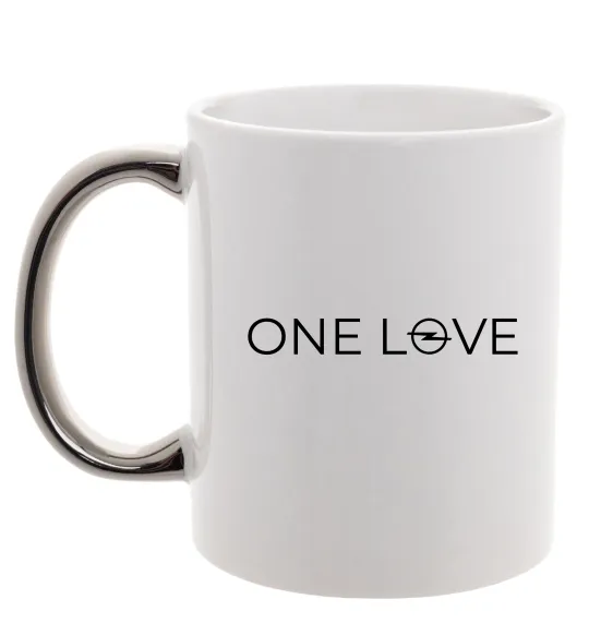 Чашка з кольоровою ручкою Opel one love Срібло фото