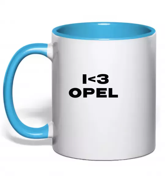 Чашка с цветной ручкой I <3 Opel Голубой фото