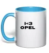 Чашка с цветной ручкой I <3 Opel Голубой фото