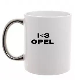 Чашка з кольоровою ручкою Opel my drugs Срібло фото