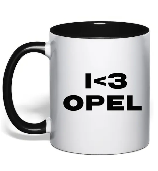 Чашка с цветной ручкой I <3 Opel Черный фото