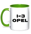 Чашка с цветной ручкой I <3 Opel Лаймовый фото
