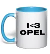 Чашка с цветной ручкой I <3 Opel Голубой фото