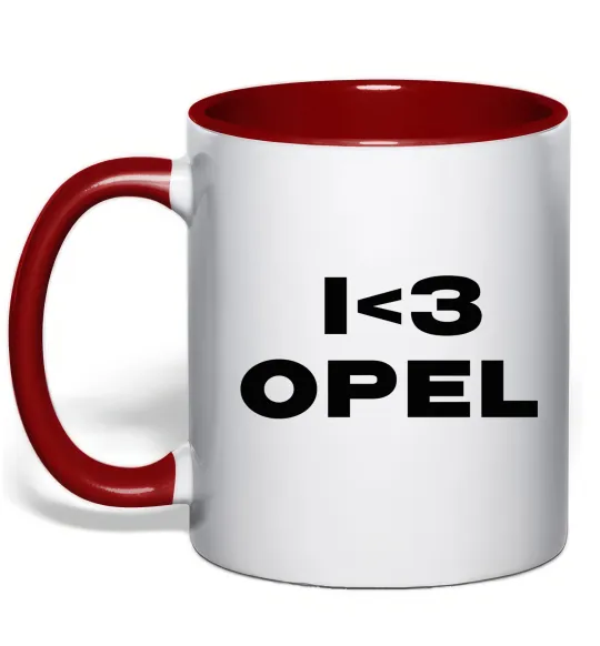 Чашка с цветной ручкой I <3 Opel Красный фото