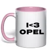 Чашка с цветной ручкой I <3 Opel Нежно розовый фото