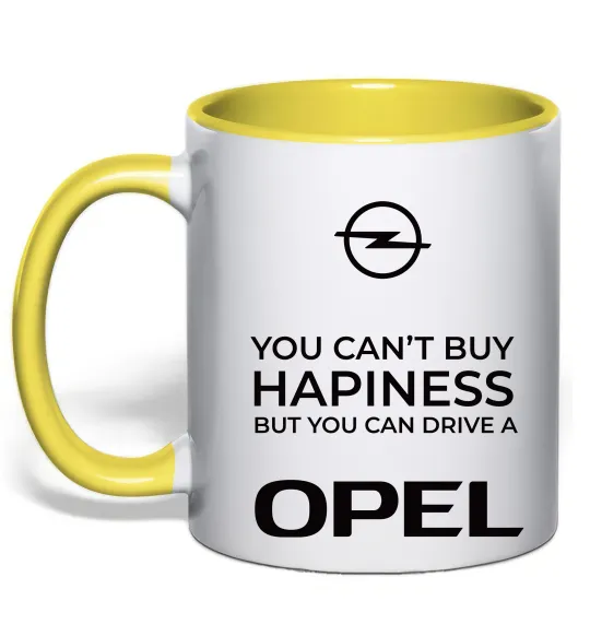 Чашка с цветной ручкой You can drive Opel Солнечно желтый фото
