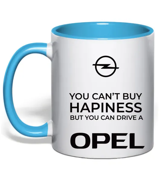 Чашка с цветной ручкой You can drive Opel Голубой фото