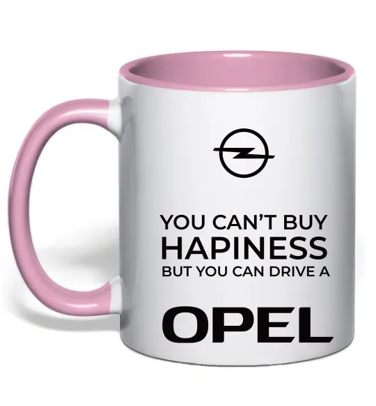 Чашка с цветной ручкой You can drive Opel Нежно розовый фото