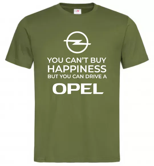 Мужская футболка You can drive Opel Оливковый фото