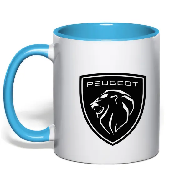 Чашка с цветной ручкой Peugeot Голубой фото