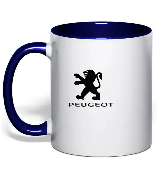 Чашка с цветной ручкой Peugeot logo Глубокий темно-синий фото