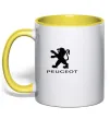 Чашка з кольоровою ручкою Peugeot logo Лимонний фото