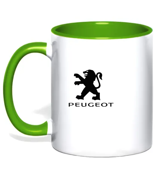 Чашка з кольоровою ручкою Peugeot logo Лаймовий фото
