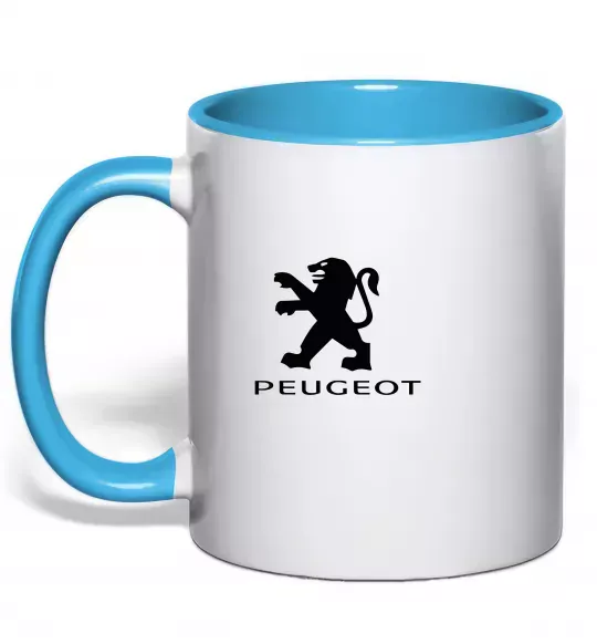 Чашка с цветной ручкой Peugeot logo Голубой фото