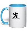 Чашка с цветной ручкой Peugeot logo Голубой фото