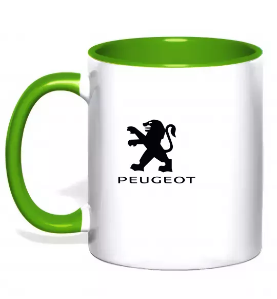 Чашка с цветной ручкой Peugeot logo Зеленый фото