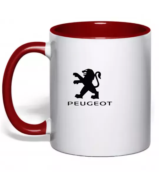 Чашка с цветной ручкой Peugeot logo Красный фото