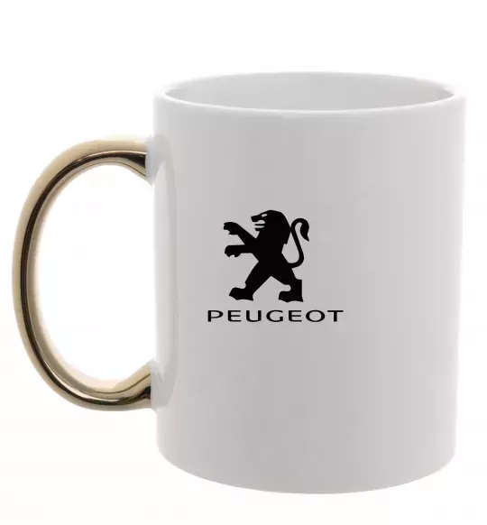 Чашка с цветной ручкой Peugeot logo Золото фото