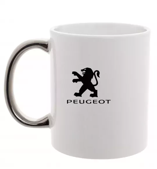Чашка с цветной ручкой Peugeot logo Серебро фото