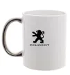 Чашка с цветной ручкой Peugeot logo Серебро фото