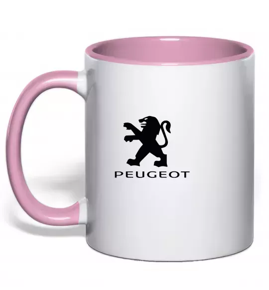 Чашка с цветной ручкой Peugeot logo Нежно розовый фото