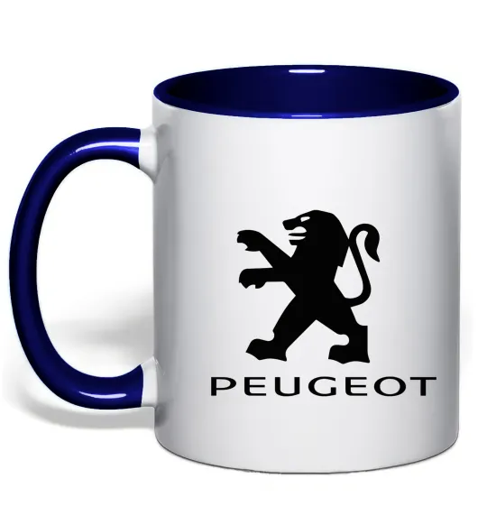 Чашка с цветной ручкой Peugeot logo Глубокий темно-синий фото