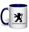 Чашка с цветной ручкой Peugeot logo Глубокий темно-синий фото