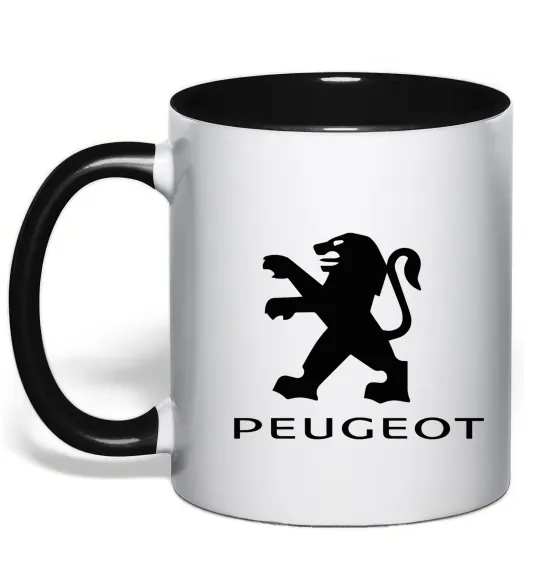 Чашка с цветной ручкой Peugeot logo Черный фото