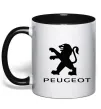 Чашка с цветной ручкой Peugeot logo Черный фото