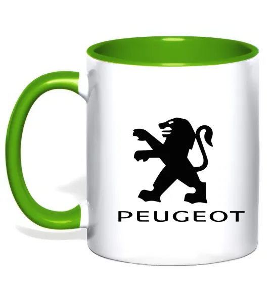 Чашка с цветной ручкой Peugeot logo Лаймовый фото