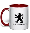 Чашка с цветной ручкой Peugeot logo Красный фото