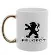 Чашка с цветной ручкой Peugeot logo Золото фото