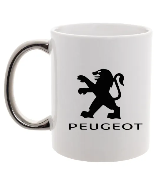 Чашка с цветной ручкой Peugeot logo Серебро фото