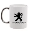 Чашка с цветной ручкой Peugeot logo Серебро фото