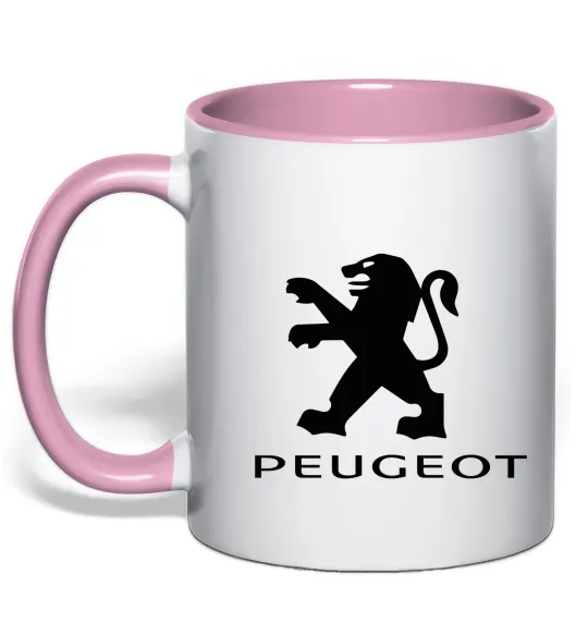 Чашка с цветной ручкой Peugeot logo Нежно розовый фото