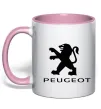 Чашка с цветной ручкой Peugeot logo Нежно розовый фото