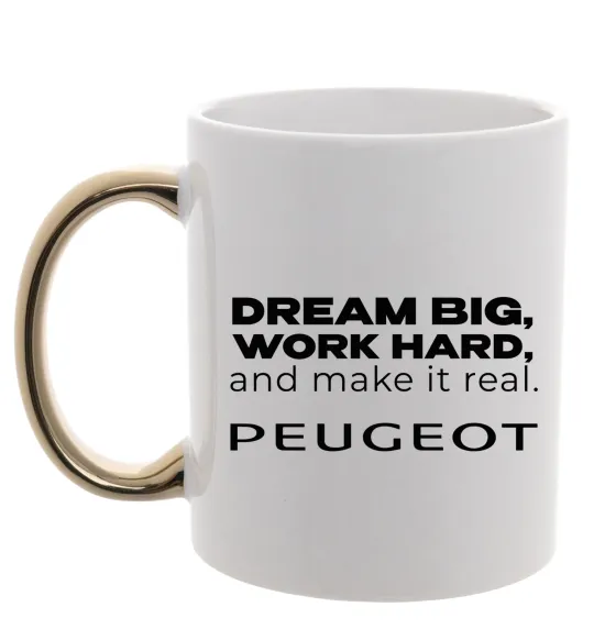 Чашка с цветной ручкой Make peugeot real Золото фото