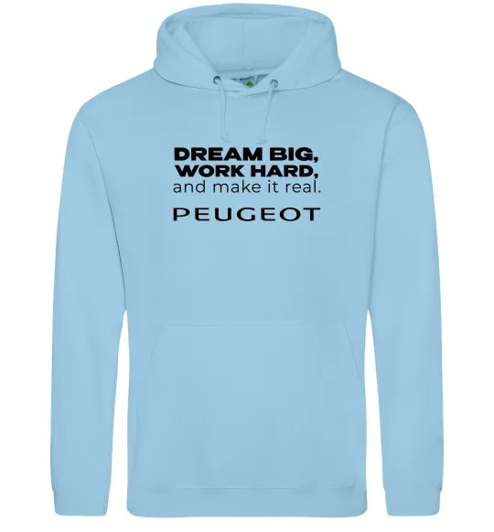 Чоловіча толстовка (худі) Make peugeot real Блакитний фото