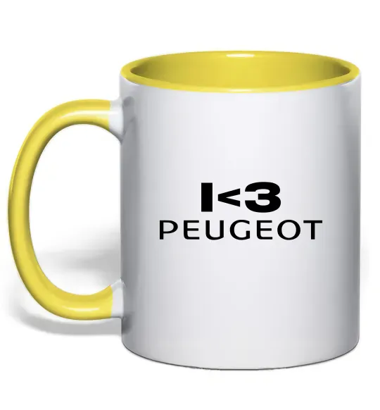 Чашка з кольоровою ручкою I <3 Peugeot Сонячно жовтий фото