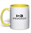 Чашка з кольоровою ручкою I <3 Peugeot Сонячно жовтий фото