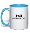 Чашка з кольоровою ручкою I <3 Peugeot Блакитний фото