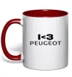 Чашка з кольоровою ручкою I <3 Peugeot Червоний фото