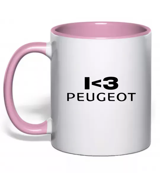 Чашка з кольоровою ручкою I <3 Peugeot Ніжно рожевий фото