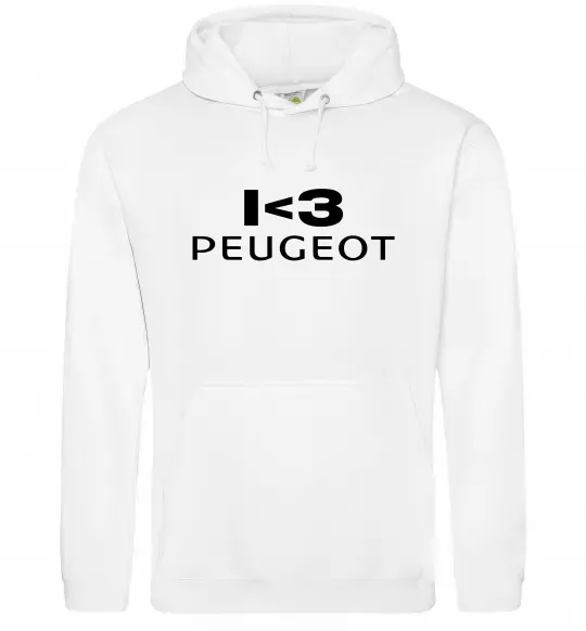 Мужская толстовка (худи) I <3 Peugeot Белый фото