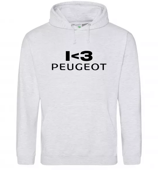 Мужская толстовка (худи) I <3 Peugeot Серый меланж фото
