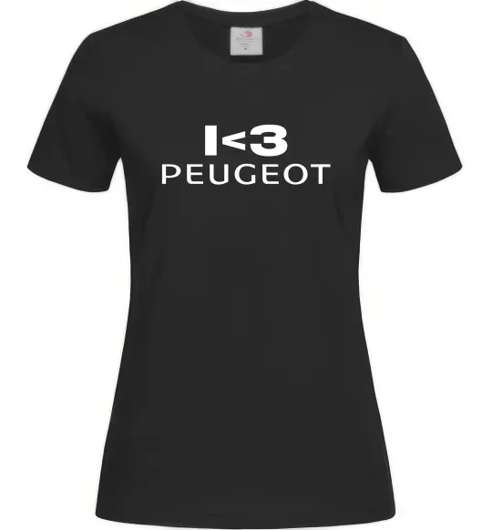 Жіноча футболка I <3 Peugeot Чорний фото