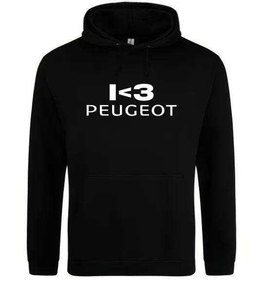 Мужская толстовка (худи) I <3 Peugeot Черный фото