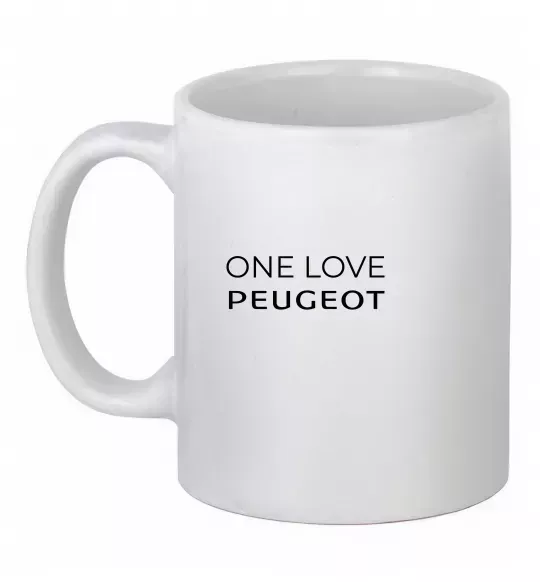 Чашка керамическая I Love Peugeot Белый фото