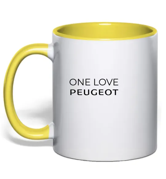 Чашка з кольоровою ручкою I Love Peugeot Лимонний фото